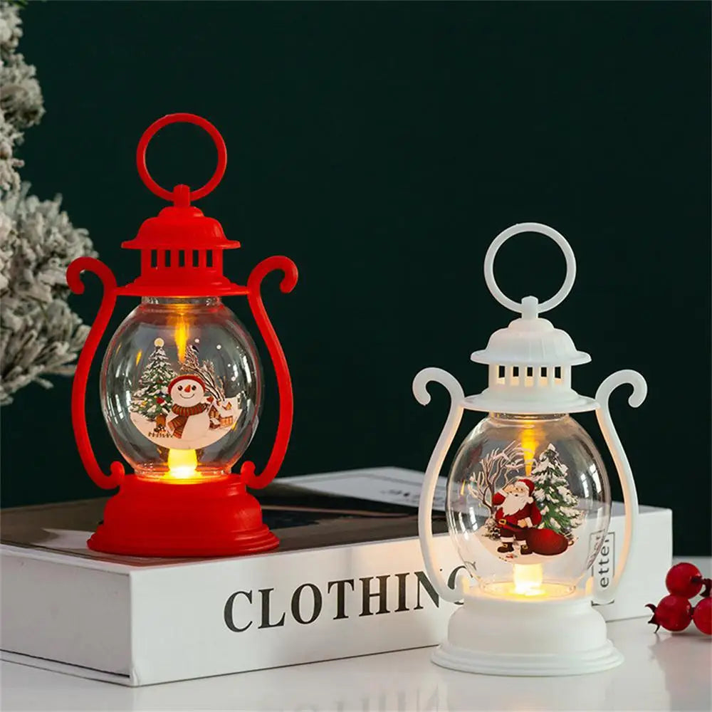 Christmas Hanging Lamp Lantern Lights Glittering Snow Globe Lantern Christmas Tree Ornaments Xmas Gifts New Year Decor Lights