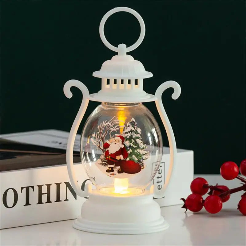 Christmas Hanging Lamp Lantern Lights Glittering Snow Globe Lantern Christmas Tree Ornaments Xmas Gifts New Year Decor Lights