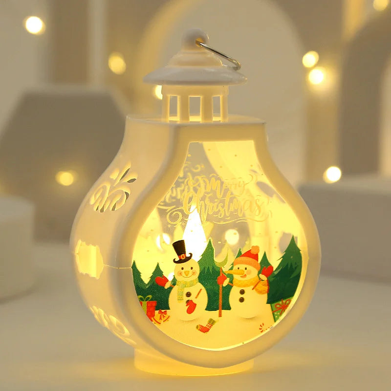 Christmas Hanging Lamp Lantern Lights Glittering Snow Globe Lantern Christmas Tree Ornaments Xmas Gifts New Year Decor Lights