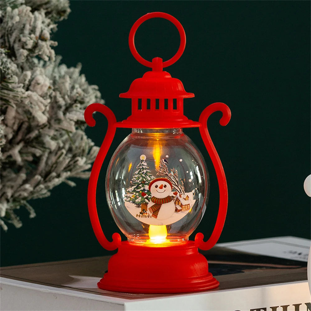 Christmas Hanging Lamp Lantern Lights Glittering Snow Globe Lantern Christmas Tree Ornaments Xmas Gifts New Year Decor Lights